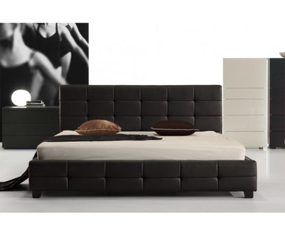 KING WALTERS LEATHERETTE BED FRAME WITH TUFTED HEADBOARD - BLACK