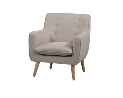 GEORGIA FABRIC UPHOLSTERED CHAIR WITH FOOT STOOL -LINEN