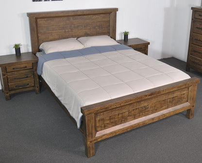 CHRISTINE RECYCLED PINE QUEEN 3 PIECE BEDSIDE  BEDROOM SUITE - AGED ROUGH SAWN