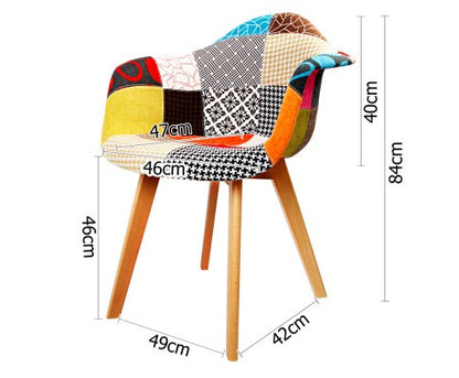 JAVIER SET OF 2 REPLICA OF EAMES DAW ARMCHAIRS - MULTICOLOR FABRIC / BEECH