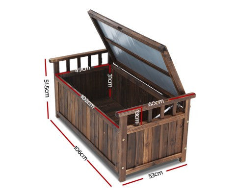 MANDERSON SOLID PINE OUTDOOR / INDOOR STORAGE BENCH / BOX - CHARCOAL OR NATURAL