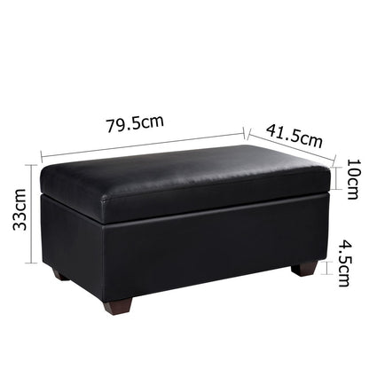 AMARIS LEATHERETTE STORAGE OTTOMAN (OTM-SOFA2-22-BK) -380(H) X 795(W)  - BLACK