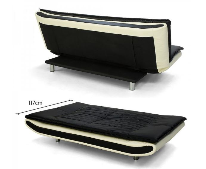 CAROLINA 3 SEATER LEATHERETTE SOFA BED - 2 TONE