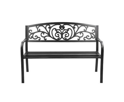 BENTILE OUTDOOR 3 SEATER METAL  BENCH WITH ARMREST -850(H) X 1270(W)-BLACK
