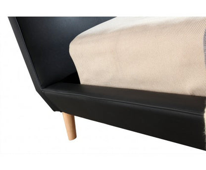 DELUXE QUEEN  LEATHERETTE BED FRAME WITH TUFTED HEADBOARD - BLACK