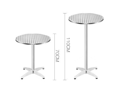 LEVI ADJUSTABLE ROUND BAR TABLE - SILVER