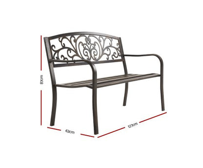 BENTILE OUTDOOR 3 SEATER METAL SEAT WITH ARMREST -850(H) X 1270(W)-BRONZE
