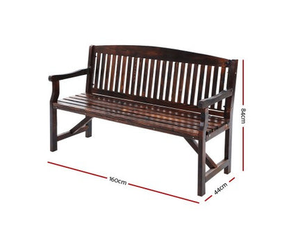 GANY  OUTDOOR 3 SEATER OUTDOOR BENCH WITH ARMREST -840(H) X 1600(W)- CHARCOAL LACQUER