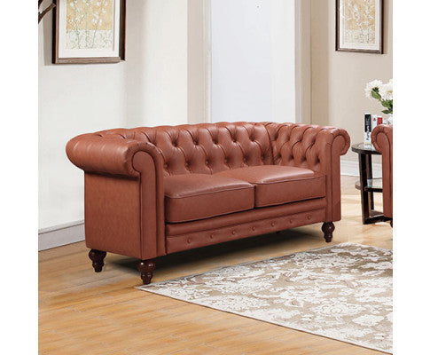 SHILOAH 2  SEATER  PU LEATHER  SOFA - BROWN