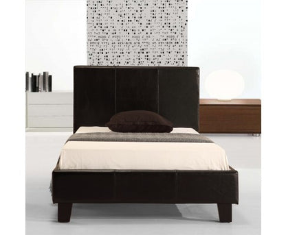 SINGLE  MARSHELLOW  LEATHERETTE BED FRAME  - BLACK