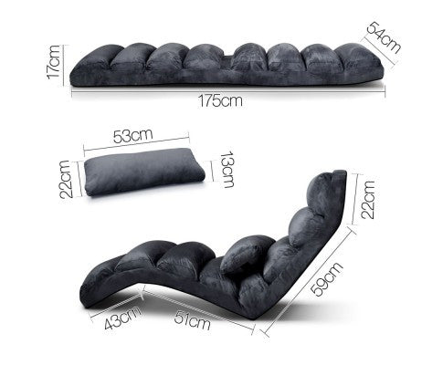 ABINAS LOUNGE SOFA CHAIR WITH 3 ADJUSTABLE SECTIONS - CHARCOAL