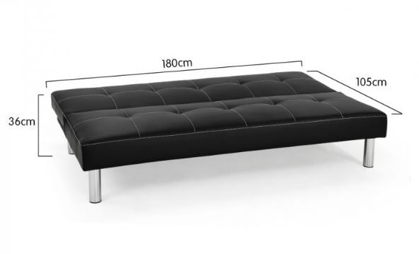LANCASTER   3 SEATER LEATHERETTE  SOFA BED  -  BLACK