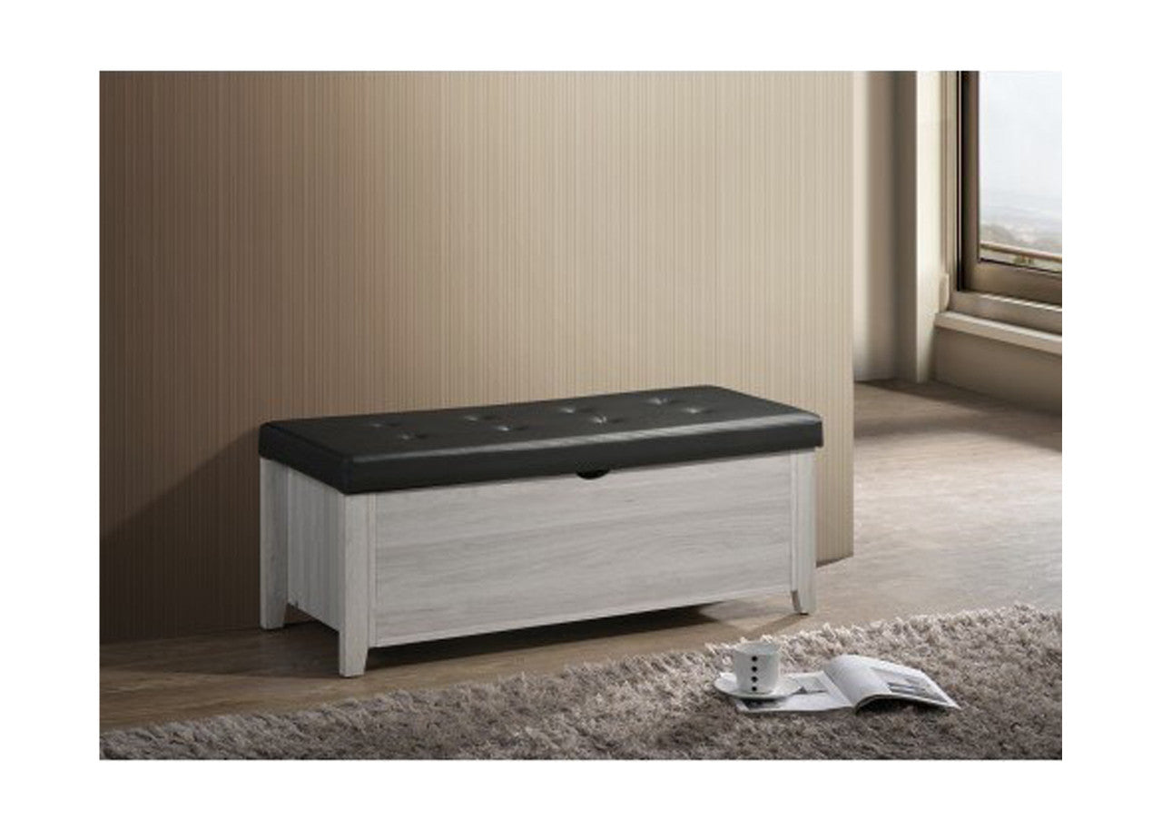 Hilton Blanket Box Ottoman Storage With Leather Upholstery - Whitewash