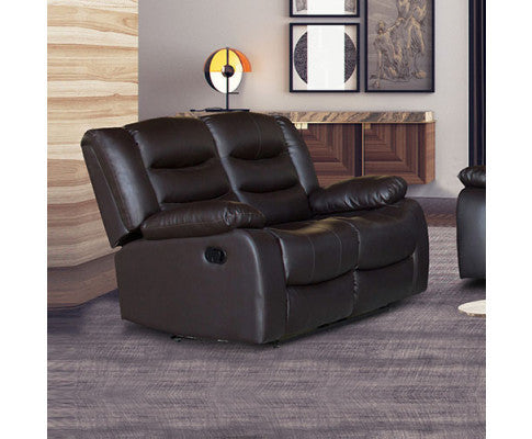 Rocky 2 Seater Seater Pu Leather Recliner - Brown