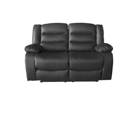 ROCKY 2 SEATER SEATER PU LEATHER  RECLINER  - BLACK