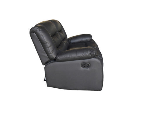 ROCKY 2 SEATER SEATER PU LEATHER  RECLINER  - BLACK