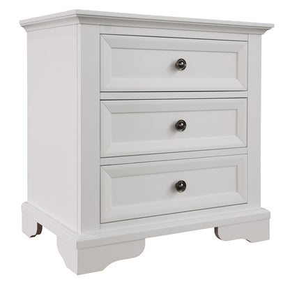 AUSTIN 3 DRAWER BEDSIDE TABLE - 705(H) x 710(W) - WHITE