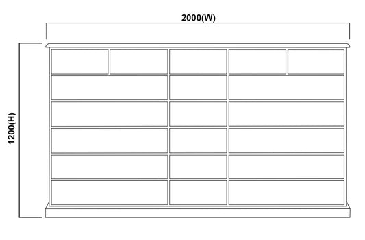 Crystal 20 Drawer Large Chest - With Extension Runners - 1200(H) X 2000(W) - Assorted Colours (NO DISTRESSING) - Handles: Tba