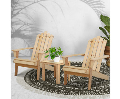 HADLEY 3 PIECE OUTDOOR LOUNGE SETTING - LIGHT WOOD