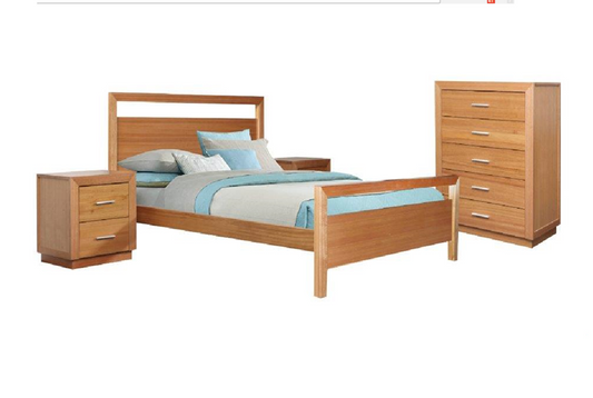 Suburban Single Or King Single 3 Piece Tallboy Bedroom Suite - Clear Lacquer