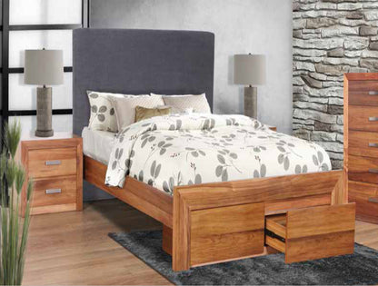 ECCLISE KING 3 PIECE (BEDSIDE) BEDROOM SUITE WITH UNDERBED STORAGE DRAWERS (NO BEDHEAD) - BLACKWOOD
