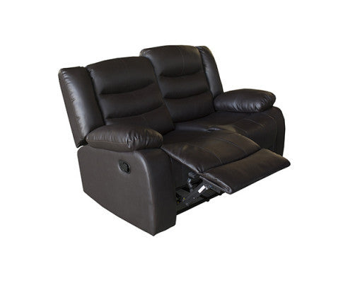 ROCKY 3 SEATER PU LEATHER  RECLINER  - BLACK