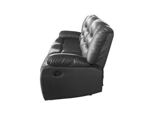 ROCKY 3 SEATER PU LEATHER  RECLINER  - BLACK