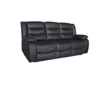 ROCKY 3 SEATER PU LEATHER  RECLINER  - BLACK
