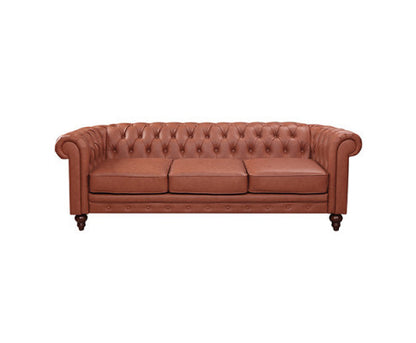 SHILOAH 3  SEATER  PU LEATHER  SOFA - BROWN