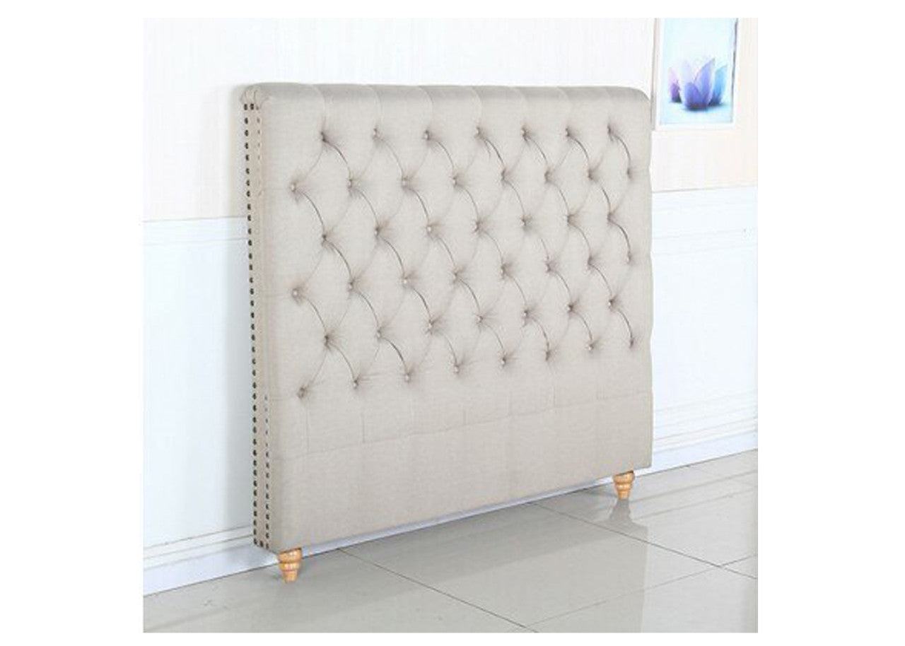 Sean King Tufted Fabric Bedhead - Beige