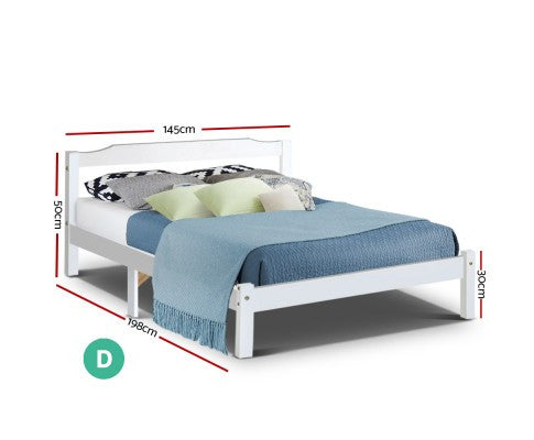 Double Venus Platform Bed Frame - White
