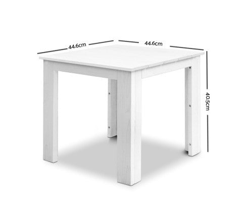 ORBITS 3 PIECE   OUTDOOR WOODEN BEACH CHAIR AND SIDE TABLE SET  WITH SLIDE-OUT FOOTSTOOL - WHITE