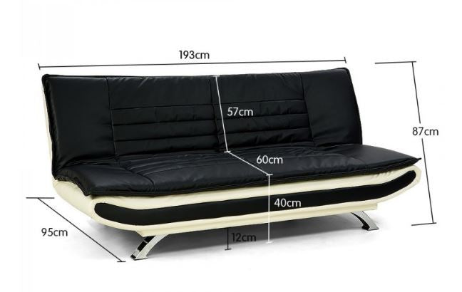 CAROLINA 3 SEATER LEATHERETTE SOFA BED - 2 TONE