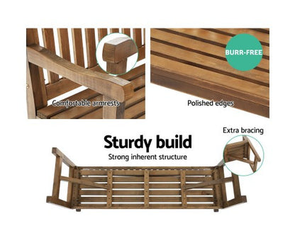 GANY  OUTDOOR 2 SEATER OUTDOOR BENCH WITH ARMREST -840(H) X 1600(W)- NATURAL LACQUER