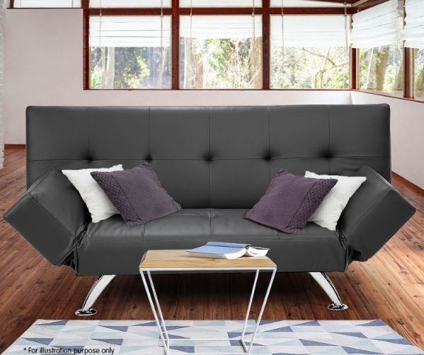 Eliza 3 Seater Leatherette Sofa Sofa Bed - Grey