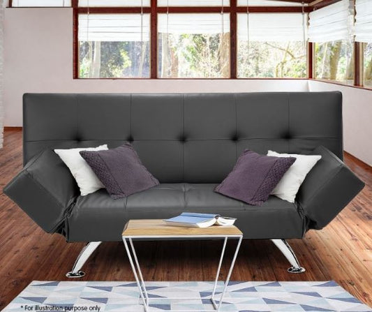 ELIZA   3 SEATER LEATHERETTE SOFA SOFA BED  -  GREY