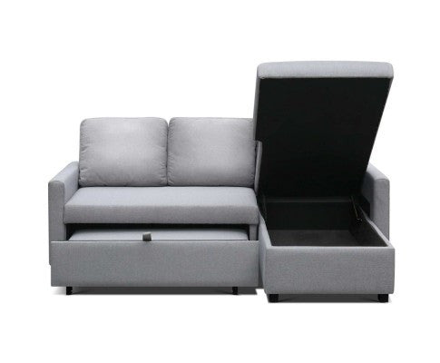 STELLO 3 SEATER FABRIC  SEATER - SOFABED WITH STORAGE   - GREY