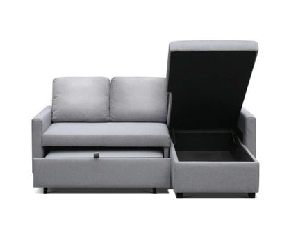 STELLO 3 SEATER FABRIC  SEATER - SOFABED WITH STORAGE   - GREY
