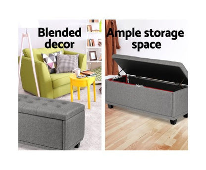 CLASSIC FABRIC STORAGE  BLANKET BOX  - 440(H) X 1040(L) -LIGHT GREY