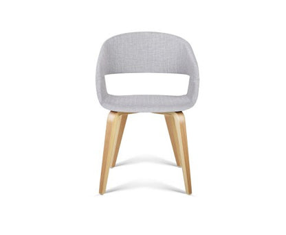 ABBIE SET OF 2 FABRIC UPHOLSTERED CHAIR  - LIGHT GREY