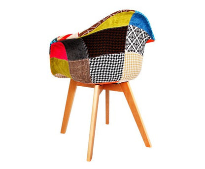 JAVIER SET OF 2 REPLICA OF EAMES DAW ARMCHAIRS - MULTICOLOR FABRIC / BEECH