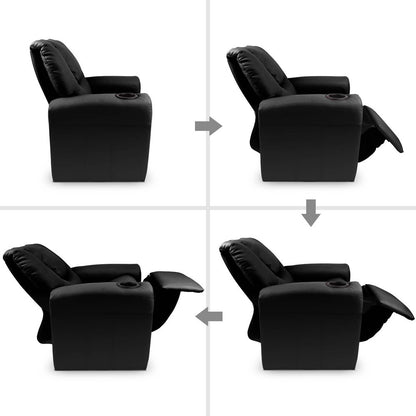 AMARIS  KIDS SINGLE LEATHERETTE RECLINER CHAIR (KID-RECLINER-BK) - BLACK