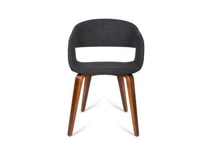 ABBIE SET OF 2 FABRIC UPHOLSTERED CHAIR  - CHARCOAL