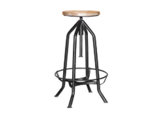 Leeton Stool With Timber Seat 760(H) - (MODEL: E430020) -black