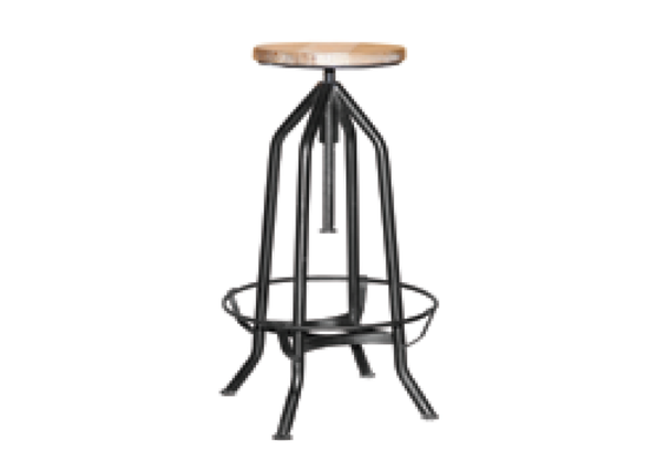 LEETON STOOL WITH TIMBER SEAT 760(H) - (MODEL: E430020)  -BLACK