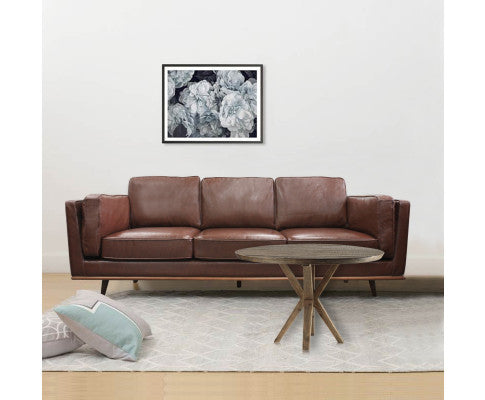 RAVEN 3 SEATER LEATHERETTE  SOFA - BROWN