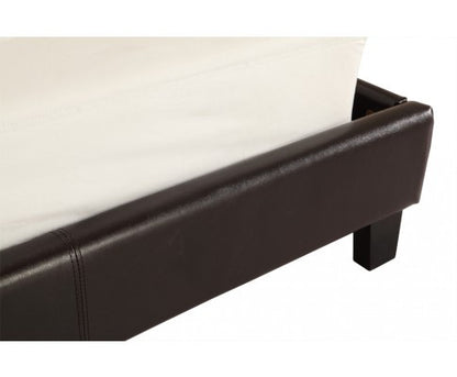 KING NEBRASKA LEATHERETTE BED FRAME - BROWN