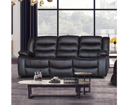ROCKY 3 SEATER PU LEATHER  RECLINER  - BROWN