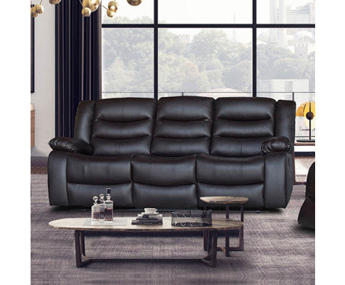 ROCKY 3 SEATER PU LEATHER  RECLINER  - BROWN