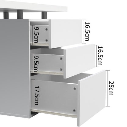 MAYA OFFICE STUDY COMPUTER DESK WITH 3 DRAWERS (DESK-140M-WH-AB) - WHITE